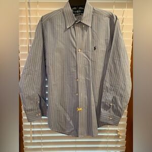 Ralph Lauren Classic Fit Cotton Blue Striped Button Down 16 32/33